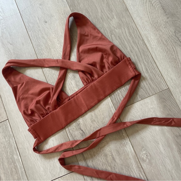 Oh Polly Tie Front Racerback Bikini Top Rust Orange (Small) - Picture 3 of 3